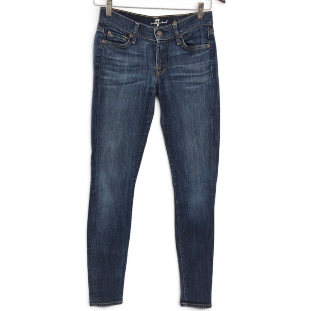 7 For All Mankind The Skinny Jeans Women's 26 Dark Wash Stretch Denim Made USA